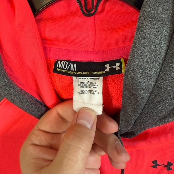 Women’s M Pink/Gray Under Armour Athletic/Activerwear Hoodie - Picture 5 of 6